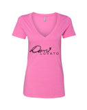 Demi Lovato "Autograph Logo" V-Neck T-Shirt