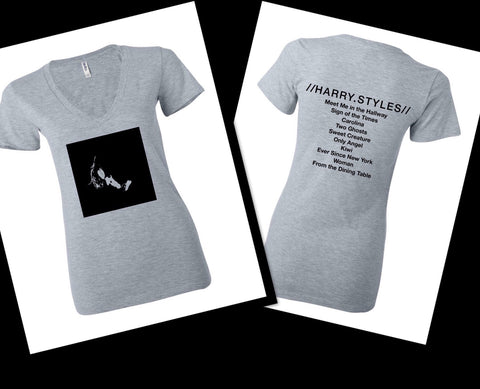 Harry Styles Solo Album Tracklist & Stencil Women's V-Neck T-Shirt