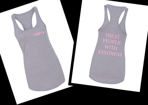 Harry Styles - Harry Logo in Corner / Treat People With Kindness Back Racerback Tank Top