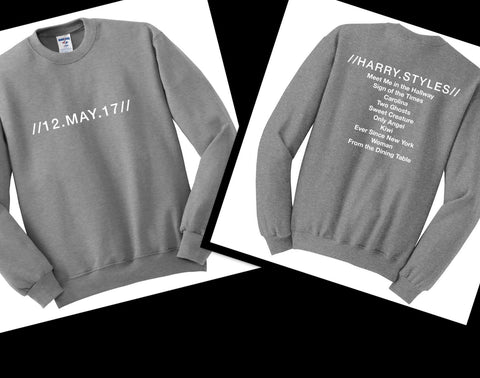 Harry Styles Solo Album Tracklist & Release Day 12.MAY.17 Crewneck Sweatshirt