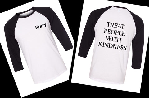 Harry Styles - Harry Logo in Corner / Treat People With Kindness Back Baseball Tee