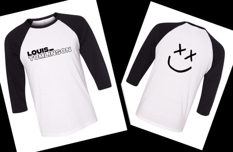 Louis Tomlinson "Louis_Tomlinson/ Smiley Face Logo" Baseball Tee