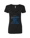 Harry Potter "Just a Hogwartz Girl Living in a Muggle World" V-Neck T-Shirt