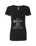 Harry Potter "Just a Hogwartz Girl Living in a Muggle World" V-Neck T-Shirt