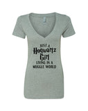 Harry Potter "Just a Hogwartz Girl Living in a Muggle World" V-Neck T-Shirt