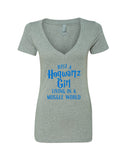 Harry Potter "Just a Hogwartz Girl Living in a Muggle World" V-Neck T-Shirt