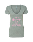 Harry Potter "Just a Hogwartz Girl Living in a Muggle World" V-Neck T-Shirt