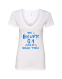 Harry Potter "Just a Hogwartz Girl Living in a Muggle World" V-Neck T-Shirt