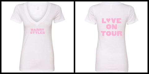 Harry Styles "Harry Styles / Love on Tour BACK" V-Neck T-Shirt