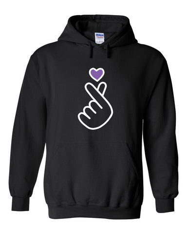 BTS "Purple Heart Love Hand Sign" Hoodie Sweatshirt