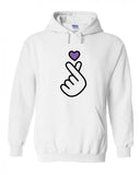 BTS "Purple Heart Love Hand Sign" Hoodie Sweatshirt