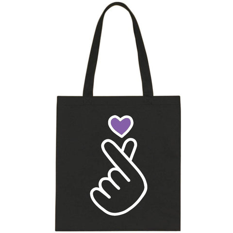 BTS "Purple Heart Love Hand Sign" Tote Bag