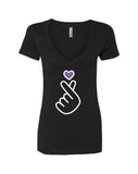 BTS "Purple Heart Love Hand Sign" V-Neck T-Shirt