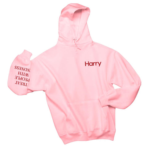 Harry Styles - Harry Logo in Corner / Treat People With Kindness Sleeve Unisex Adult Hoodie Sweatshirt