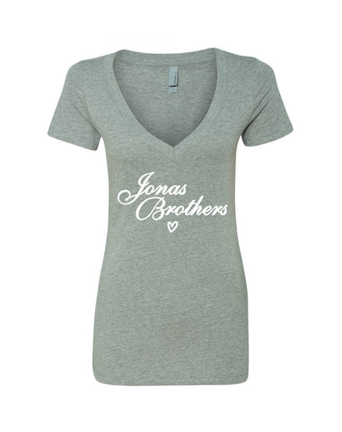 Jonas Brothers "Jonas Brothers (Script Logo)" V-Neck T-Shirt