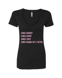 Kinda Hungry, Kinda Horny, Kinda Tired, Kinda Wanna Get a Tattoo V-Neck T-Shirt