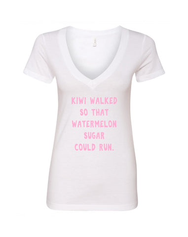 Harry Styles "Kiwi walked so that Watermelon Sugar could run" V-Neck T-Shirt