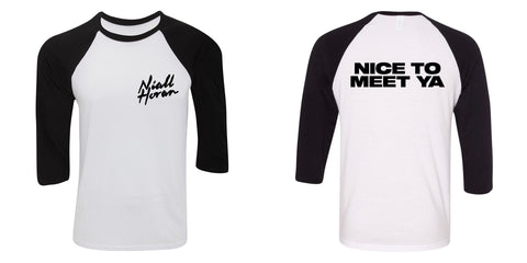 Niall Horan "Niall Horan NEW Logo CORNER / Nice to Meet Ya BACK" Baseball Tee