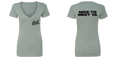 Niall Horan "Niall Horan NEW Logo CORNER / Nice to Meet Ya BACK" V-Neck T-Shirt