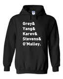 Grey's Anatomy TV Intern Names "Grey, Yang, Karev, Stevens, & O'Malley." Hoodie Sweatshirt