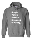 Grey's Anatomy TV Intern Names "Grey, Yang, Karev, Stevens, & O'Malley." Hoodie Sweatshirt