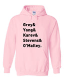 Grey's Anatomy TV Intern Names "Grey, Yang, Karev, Stevens, & O'Malley." Hoodie Sweatshirt