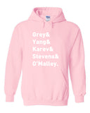 Grey's Anatomy TV Intern Names "Grey, Yang, Karev, Stevens, & O'Malley." Hoodie Sweatshirt