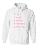 Grey's Anatomy TV Intern Names "Grey, Yang, Karev, Stevens, & O'Malley." Hoodie Sweatshirt