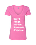 Grey's Anatomy TV Intern Names "Grey, Yang, Karev, Stevens, & O'Malley." V-Neck T-Shirt