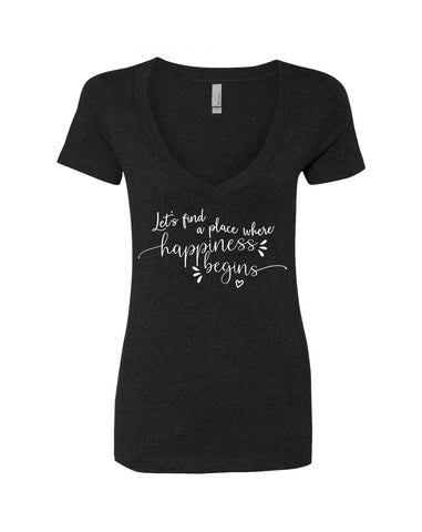 Jonas Brothers "Let's find a place where Happiness Begins" V-Neck T-Shirt