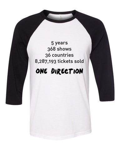 One Direction "Stats" Baseball Tee