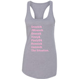 Jersey Shore Cast Names "Snooki & JWoww & Deena & Vinny & Pauly D & Ronnie & Sammi & The Situation." Racerback Tank Top
