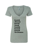 Jersey Shore Cast Names "Snooki & JWoww & Deena & Vinny & Pauly D & Ronnie & Sammi & The Situation." V-Neck T-Shirt