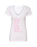 Jersey Shore Cast Names "Snooki & JWoww & Deena & Vinny & Pauly D & Ronnie & Sammi & The Situation." V-Neck T-Shirt