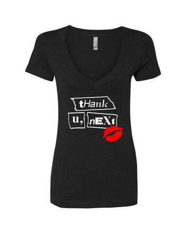 Ariana Grande "Thank U, Next" Tape & Lips V-Neck T-Shirt