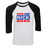 Nick Jonas "Vote for Nick 2040" Baseball Tee