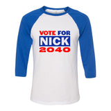 Nick Jonas "Vote for Nick 2040" Baseball Tee