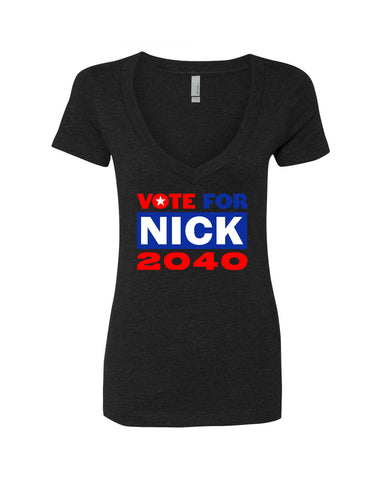 Nick Jonas "Vote for Nick 2040" V-Neck T-Shirt