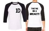 One Direction "They're on a Break!!" Baseball Tee