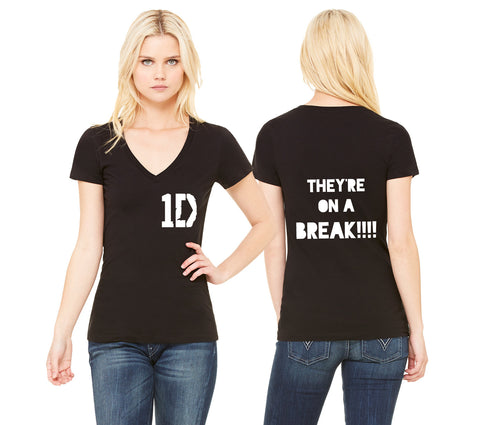 One Direction "They're on a Break!!" V-Neck T-Shirt