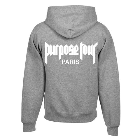 Justin Bieber " Staff / World Tour / Purpose Tour / Paris" Unisex Adult Gray Hoodie Sweatshirt