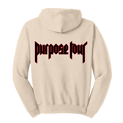 Justin Bieber "Bieber / World Tour / Black Red White Purpose Tour " Unisex Adult Tan Hoodie Sweatshirt
