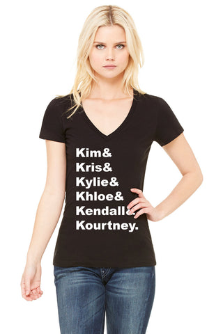 The Kardashians "Kim & Kris & Kylie & Khloe & Kendall & Kourtney." V-Neck T-Shirt