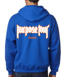 Justin Bieber "Staff / Purpose The World Tour 2016 / Paris / White & Orange Purpose Tour" Unisex Adult Blue Hoodie Sweatshirt