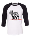 Grey's Anatomy "On Thursdays We Watch Grey's" Baseball Tee