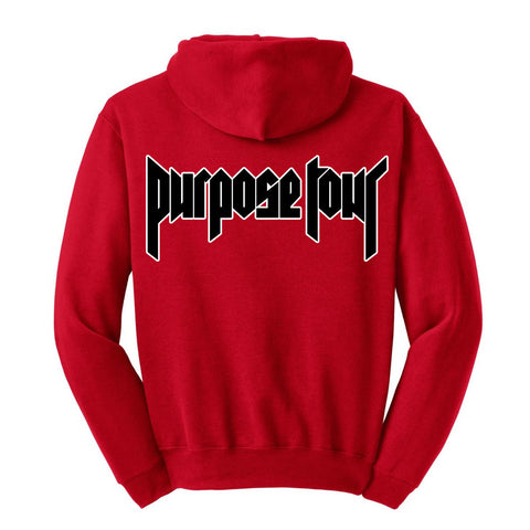 Justin Bieber PacSun "All Access / World Tour / Black & White Purpose Tour" Unisex Adult Red Hoodie Sweatshirt