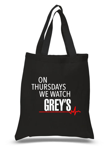 Grey's Anatomy "On Thursdays We Watch Grey's" 100% Cotton Tote Bag