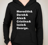 Grey's Anatomy First Names "Meredith & Derek & Alex & Cristina & Izzie & George." Unisex Adult Hoodie Sweatshirt