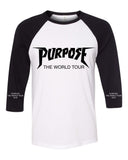 Justin Bieber "Purpose The World Tour 2016" Black & White Baseball Tee