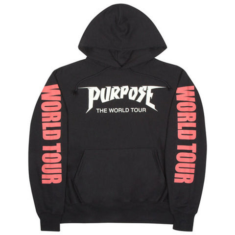 Justin Bieber "Purpose / The World Tour" Unisex Adult Black Hoodie Sweatshirt